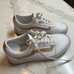 Vans White and Tan Sneakers